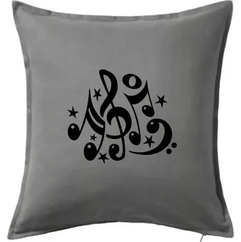 Polštář Noty a hvězdy - Polštář 50x50 - 50x50 - Pouze potah ( Tmavě šedý melír )