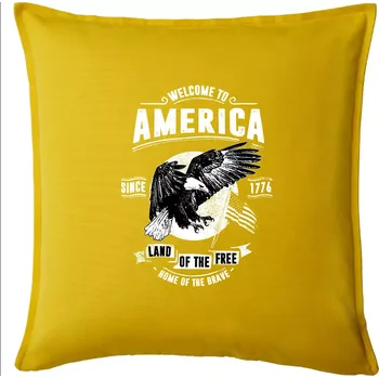 Polštář Welcome To America - Polštář 50x50 - 50x50 - Pouze potah ( Žlutá )