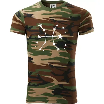 Pánské tričko Souhvězdí - Pisces - Ryby - Army CAMOUFLAGE - L ( Hnědý maskáč )