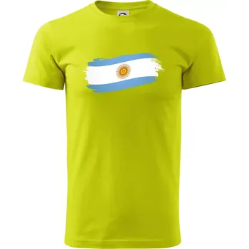 Pánské tričko Argentina vlajka okousaná - Klasické pánské triko vyšší gramáže - 2XL ( Limetková )