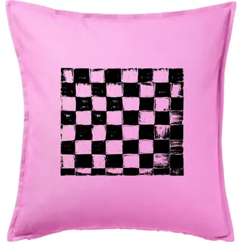 Polštář Šachovnice černá kreslená - Polštář 50x50 - 50x50 - Pouze potah ( Růžová )