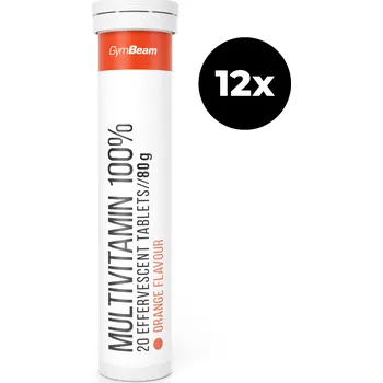 GymBeam Multivitamín 100 % šumivý 12 x 20 tab pomeranč 12 x 20 tab