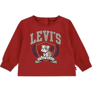 Chlapecké tričko Dětské bavlněné tričko s dlouhým rukávem Levi's LOGO BULLDOG CREST TEE červená barva, s potiskem, 6EP166 33X, vel. 80