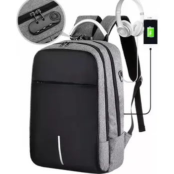 Sportovní batoh Batoh na notebook BQ57S (Pohodlný batoh s uzamčením hlavní komory, USB port, 42 x 28 x 15 cm, šedo-černý)