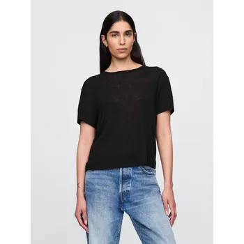 Dámské tričko GAP Dámské Lněné crop tričko GAP Černá M (2870540)
