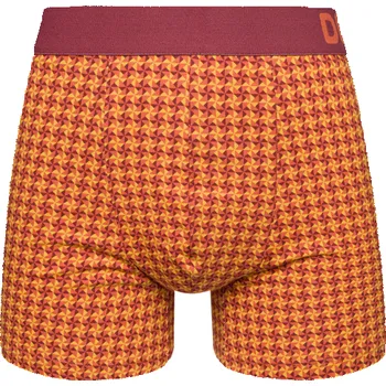 Boxerky Bordovo-žluté pánské vzorované boxerky