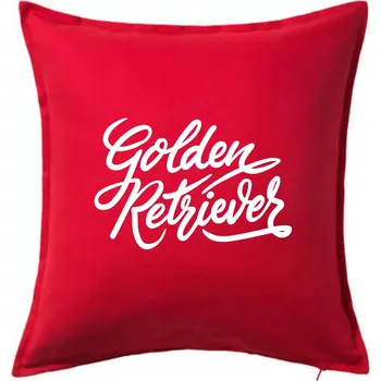 Polštář Golden retriever - nápis okrasný - Polštář 50x50 - 50x50 - Pouze potah ( Červená )