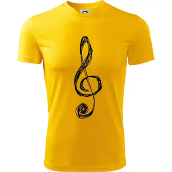 Houslový klíč kreslený - Dětské triko sportovní (dresovina) - 122 cm/6 let ( Žlutá )