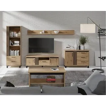 Obývací stěna Systém Nadia dub artisan-černá matná, obývací sestava B