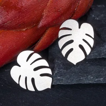 Náušnice Ocelové náušnice pecky - Monstera