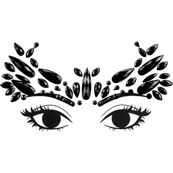 Karnevalový doplněk Samolepicí černé kamínky na obličej 14,5x5,5 cm – party dekorace