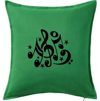 Polštář Noty a hvězdy - Polštář 50x50 - 50x50 - Pouze potah ( Středně zelená )