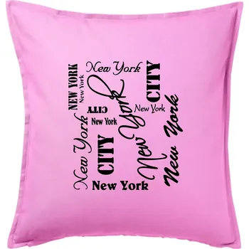 Polštář New York City font - Polštář 50x50 - 50x50 - Pouze potah ( Růžová )