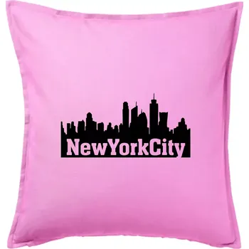 Polštář New York City silueta - Polštář 50x50 - 50x50 - Pouze potah ( Růžová )
