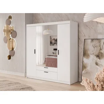 Nábytek Šatní skříň se zrcadlem Melen 4D, Barva: bílá MIRJAN 5903211426124