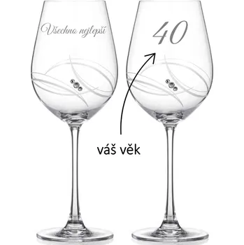 Sklenice Dekorant Sklenice na bílé víno Apollo s krystaly Swarovski 360 ml 2KS VŠECHNO NEJLEPŠÍ