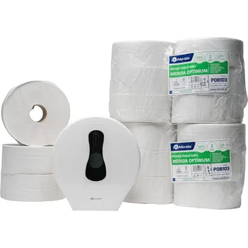 Zásobník na toaletní papír MERIDA ONE MAXI, bílý + 3 bal. toaletního papíru POB103