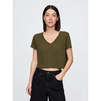 Dámské tričko GAP Dámské Lněné crop tričko GAP Zelená S (2870783)