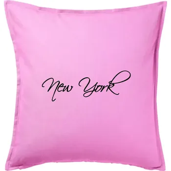 Polštář New York nápis psacím - Polštář 50x50 - 50x50 - Pouze potah ( Růžová )