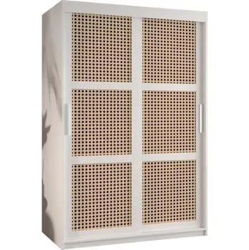 Šatní skříň Šatní skříň s posuvnými dveřmi s vídeňským výpletem – 120 cm, BÍLÁ