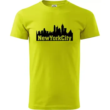 Pánské tričko New York City silueta - Klasické pánské triko vyšší gramáže - 2XL ( Limetková )