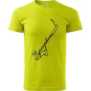 Pánské tričko Saxophone nápis - Klasické pánské triko vyšší gramáže - XL ( Limetková )