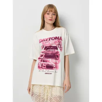 Dámská móda Tričko s potiskem Daytona 500 - M - House - krémový - 176GG-01X