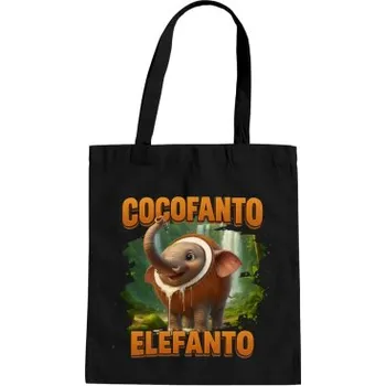 Žertovný předmět Cocofanto Elefanto - Italian Brainrot - slon v kokosu - taška s potiskem- Tričkový.cz