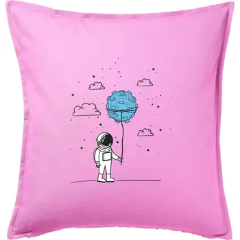 Polštář Astronaut s balónkem - Polštář 50x50 - 50x50 - Pouze potah ( Růžová )