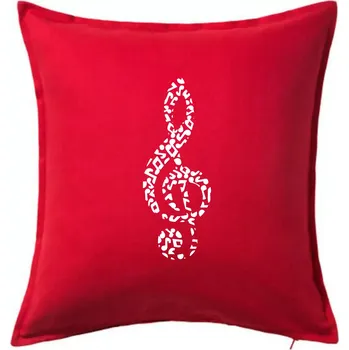 Polštář Houslový klíč z not - Polštář 50x50 - 50x50 - Pouze potah ( Červená )