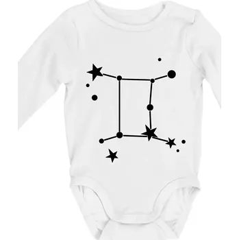 Souhvězdí - Gemini - Blíženci - Body kojenecké s dlouhým rukávem - Dlouhý r. 3-6 měs ( Bílá )