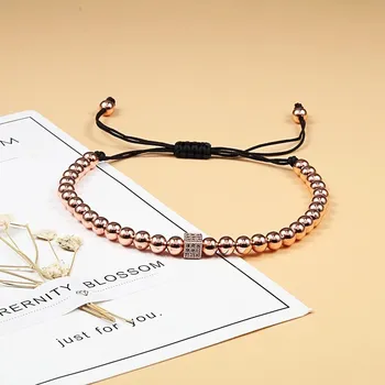 Náramek Měděný pletený náramek s korálky | módní doplněk, náramek unisex - Styl 4