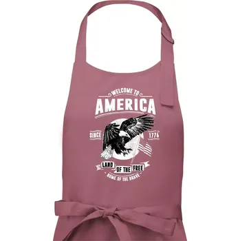 Kuchyňská zástěra Welcome To America - Dámská zástěra na vaření - Univerzální velikost ( Starorůžová )