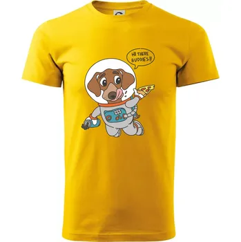 Pánské tričko Pes kosmonautem - Triko extra velké (5-8XL) - 7XL ( Žlutá )