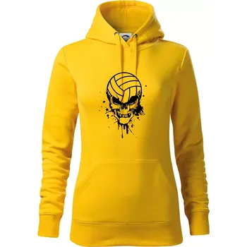 Dámská mikina Volejbal lebka splash - Mikina dámská Cape s kapucí - M ( Žlutá )