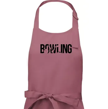 Kuchyňská zástěra Bowling nápis kuželky - Pánská zástěra na vaření - Univerzální velikost ( Starorůžová )