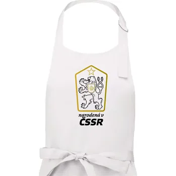 Kuchyňská zástěra Narozena v ČSSR - Dámská zástěra na vaření - Univerzální velikost ( Bílá )