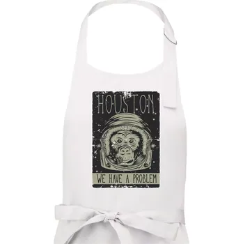 Kuchyňská zástěra Houston we have a problem - Pánská zástěra na vaření - Univerzální velikost ( Bílá )