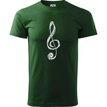 Houslový klíč kreslený - Triko extra velké (5-8XL) - 7XL ( Lahvově zelená )