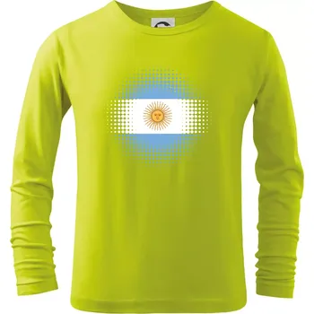 Chlapecké oblečení Argentina vlajka tečkovaná - Triko dětské Long Sleeve - 104-110cm / 3-4 roky ( Limetková )