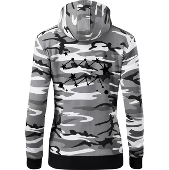 Dámská mikina Souhvězdí - Aquarius - Vodnář - Dámská mikina trendy zipper s kapucí - L ( Šedý maskáč )