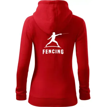 Dámská mikina Fencing (šerm) - postava - Dámská mikina trendy zipper s kapucí - S ( Červená )