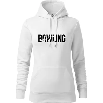Dámská mikina Bowling nápis kuželky - Mikina dámská Cape s kapucí - XL ( Bílá )