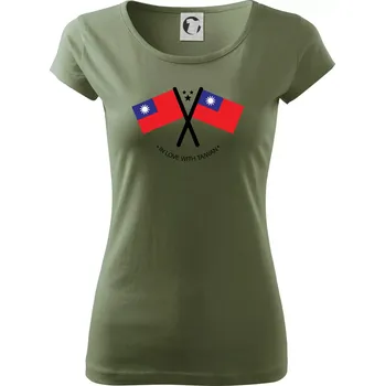 Dámské tričko In love with Taiwan - vlajky - Dámské triko Pure - XS ( Khaki )