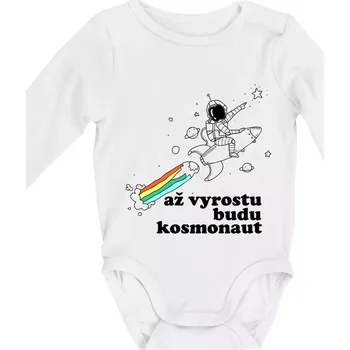 Kojenecký body Až vyrostu budu kosmonaut - Body kojenecké s dlouhým rukávem - Dlouhý r. do 3 měs ( Bílá )
