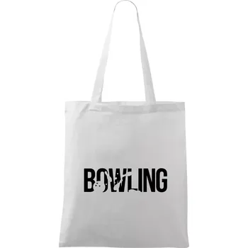 Nákupní taška Bowling nápis kuželky - Taška bavlněná - 42 x 38 cm ( Bílá )