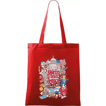 USA karikatura - Taška bavlněná - 42 x 38 cm ( Červená )