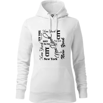 Dámská mikina New York City font - Mikina dámská Cape s kapucí - S ( Bílá )