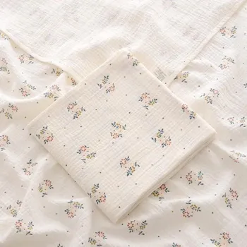 Dekorativní polštářek Bavlněná mušelínová deka pro miminka 100x100 cm Dětská osuška Zavinovačka Vzor barevné kytky Pro novorozence Koupelna Spaní
