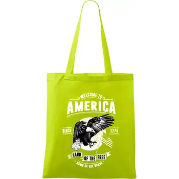 Welcome To America - Taška bavlněná - 42 x 38 cm ( Limetková )
